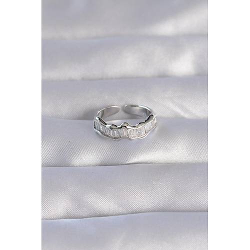 Pirin� G�m�� Renk Zirkon Ta�l� Dalgal� Su Yolu Model Ayarlanabilir Y�z�k