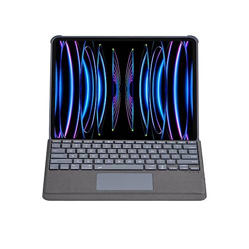 T5509D iPad Pro 12.9 (2022) K�l�f Palermo Ledli Klavyeli Standl� Tablet K�l�f� - Siyah