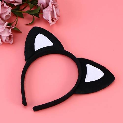 Kedi Kulak Ta� Siyah ��i Beyaz Renk Pofuduk 15X17 cm
