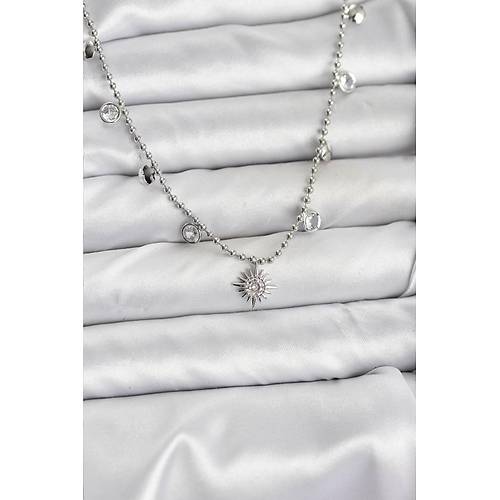 Zirkon Ta�l� Kutup Y�ld�z� Model Pirin� G�m�� Renk Kad�n Kolye