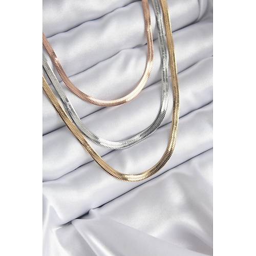 316L �elik Mix Renk �talyan Zincir Model Kad�n Kolye