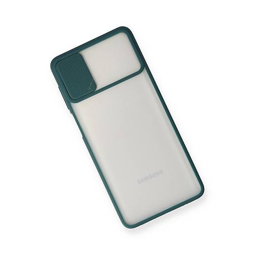 Galaxy M51 K�l�f Palm Buzlu Kamera S�rg�l� Silikon - Ye�il