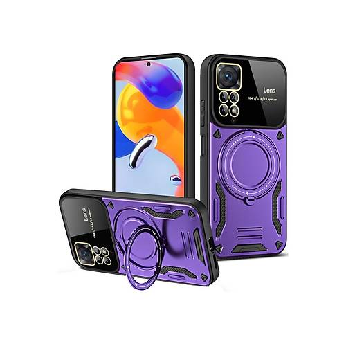 Redmi Note 12 Pro 4G K�l�f Joy Lens Standl� Kapak - Mor