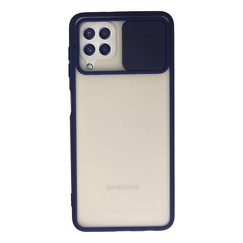 Galaxy A22 K�l�f Palm Buzlu Kamera S�rg�l� Silikon - Lacivert