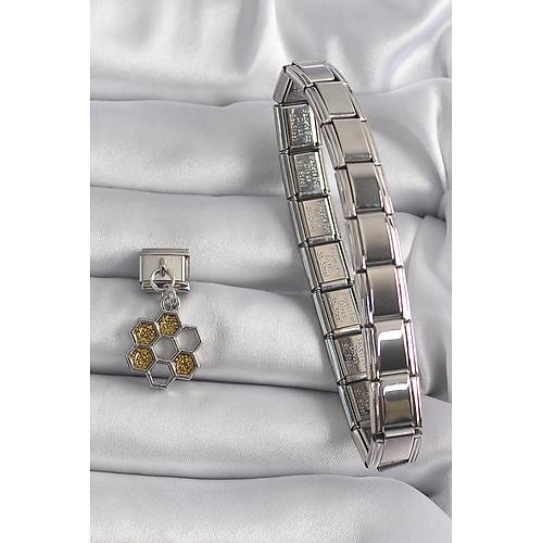 316L �elik G�m�� Renk Sallant� Simli Bal Bete�i Model Nomination Charm