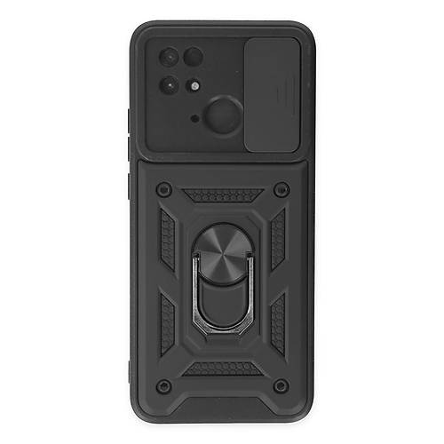 Redmi 10C K�l�f Pars Lens Y�z�kl� Silikon - Siyah