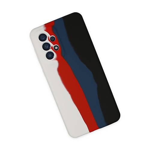 Galaxy A73 5G K�l�f Ebruli Lansman Silikon - Beyaz-Siyah