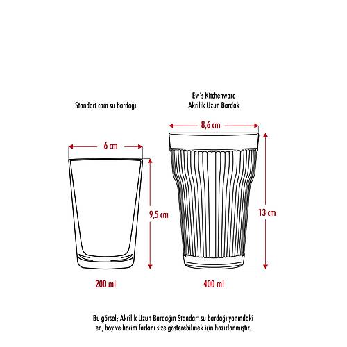 Akrilik F�me Tekli Uzun Bardak & Su Me�rubat Barda�� 400 ml ( Cam De�ildir )