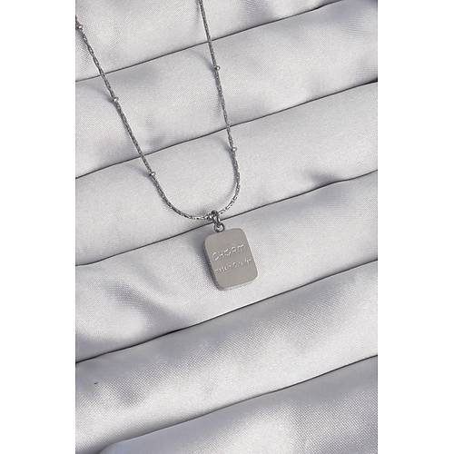 316L �elik G�m�� Renk Kare Charm Model Kolye