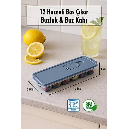12 Hazneli Bas ��kar Buzluk & Buz Kab� Ye�il