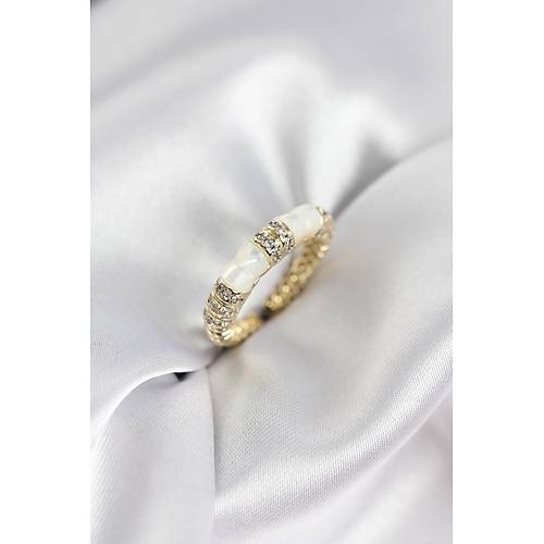 Zirkon Ta�l� Kemik Model Gold Renk Kad�n Y�z�k