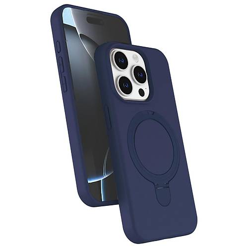 iPhone 15 Pro Max Regal Magsafe Standl� Kapak - Lacivert