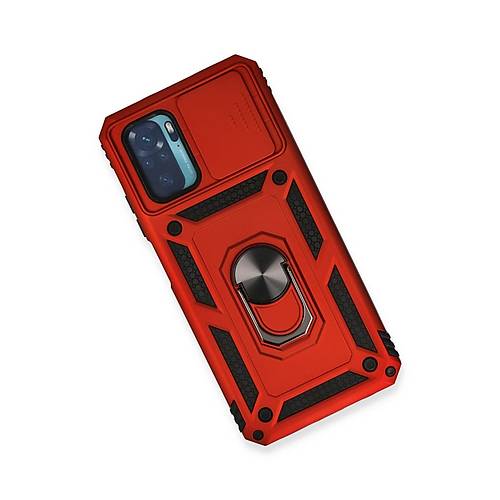 Redmi Note 10 K�l�f Pars Lens Y�z�kl� Silikon - K�rm�z�