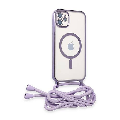 iPhone 11 K�l�f Divo Lazer Ask�l� Magsafe Kapak - Lila
