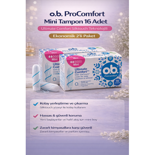 o.b. ProComfort Mini Tampon 16L� 2 Paket Ultimate Comfort Silktouch Teknolojili