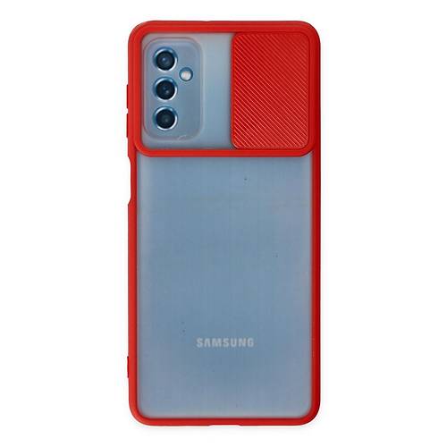 Galaxy M52 5G K�l�f Palm Buzlu Kamera S�rg�l� Silikon - K�rm�z�