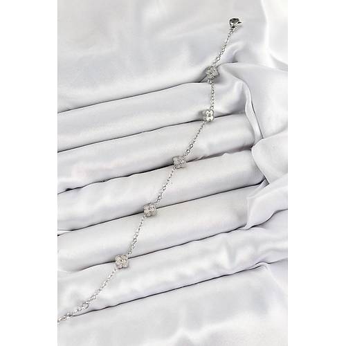 316L �elik Yonca Model G�m�� Renk Kad�n Bileklik