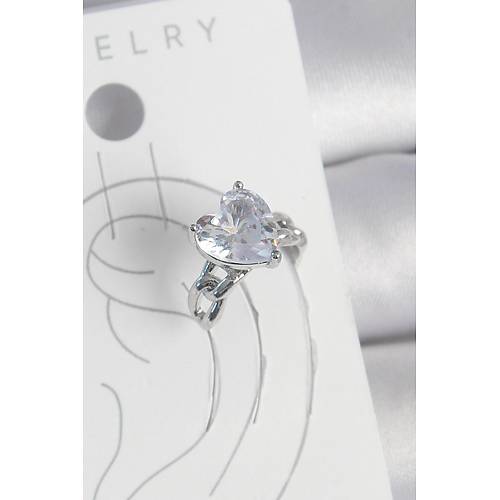 Pirin� G�m�� Renk Zirkon Ta�l� Kalp Model Kad�n K�k�rdak K�pe