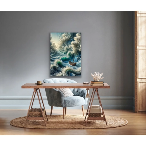 Okyanustaki Yaln�z Gemi Kanvas Tablo 70x100cm