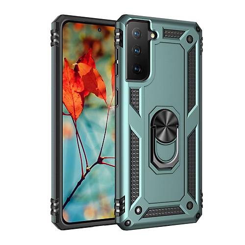 Galaxy S21 K�l�f Sofya Y�z�kl� Silikon Kapak - Ye�il