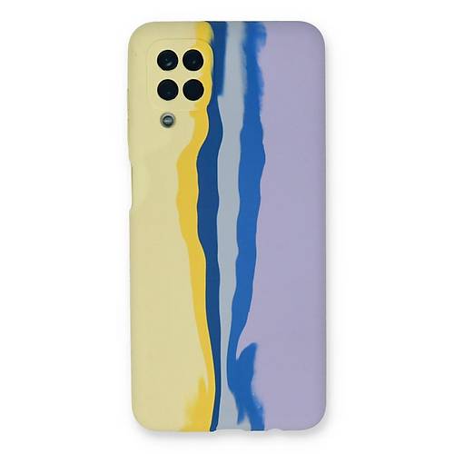 Galaxy A22 K�l�f Ebruli Lansman Silikon - Sar�-Lila