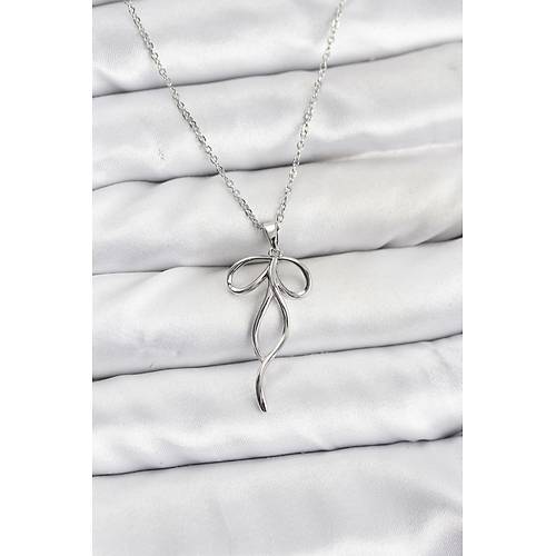 316L �elik Zincir G�m�� Renk Fiyonk Model Kad�n Kolye