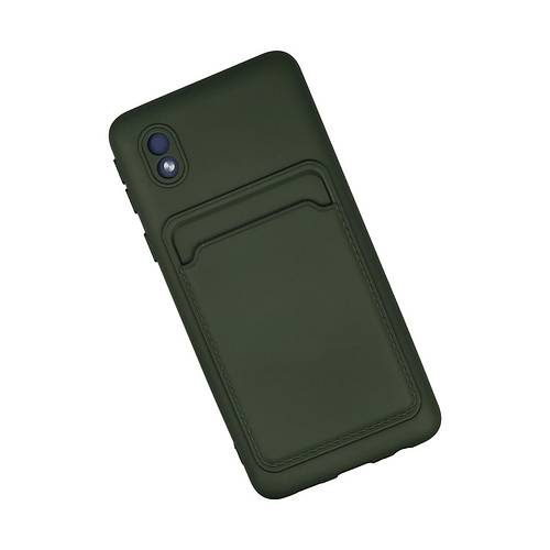 Galaxy A01 Core K�l�f Kelvin Kartvizitli Silikon - Koyu Ye�il