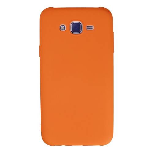 Galaxy J7 K�l�f Nano i�i Kadife Silikon - Turuncu