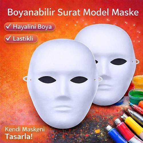 Boyanabilir Surat Model Maske � Lastikli | Kendin Tasarla