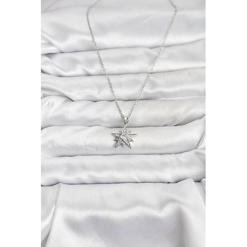 316L �elik Zincir G�m�� Renk Y�ld�z Model Zirkon Ta�l� Kad�n Kolye