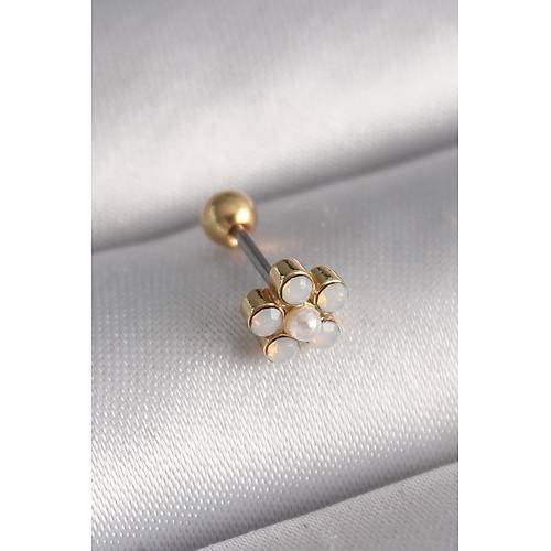 316L �elik Gold Renk Zirkon Ta�l� �i�ek Model Tragus Piercing