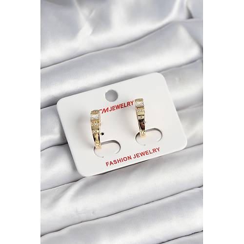 Pirin� Gold Renk Zirkon Ta�l� Vintage Kad�n K�pe