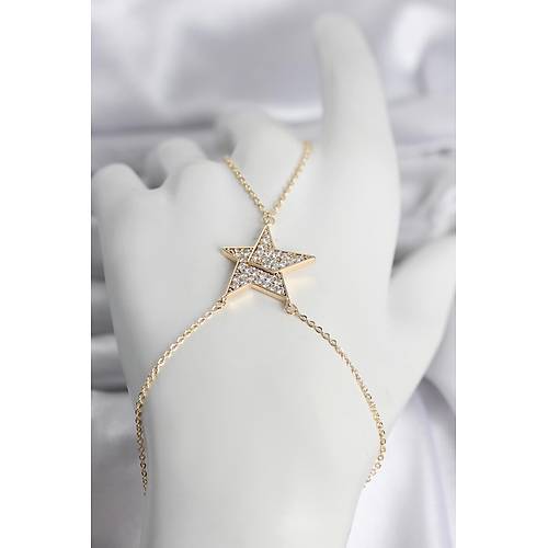 Pirin� Gold Renk Zirkon Ta�l� Y�ld�z Model Kad�n �ahmeran