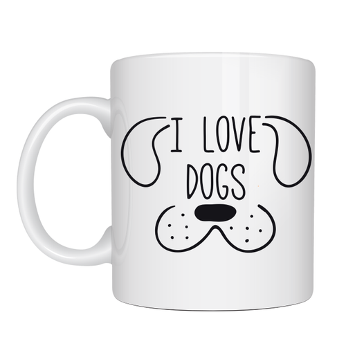 K�pek Severlere �zel �I Love Dogs� Kupa MODEL 182� Sevimli K�pek Tasar�ml� Porselen Kahve Kupas� � Hediyelik Kupa