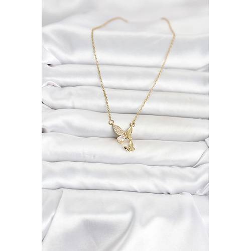 316L �elik Zincir Gold Renk Kelebek Model Kad�n Kolye