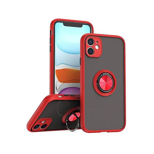 iPhone 11 K�l�f Montreal Y�z�kl� Silikon Kapak - K�rm�z�