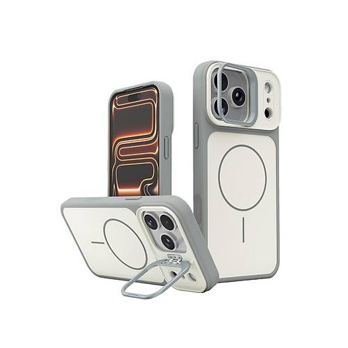 iPhone 17 Pro Max Pale Magsafe Standl� Kapak - Beyaz
