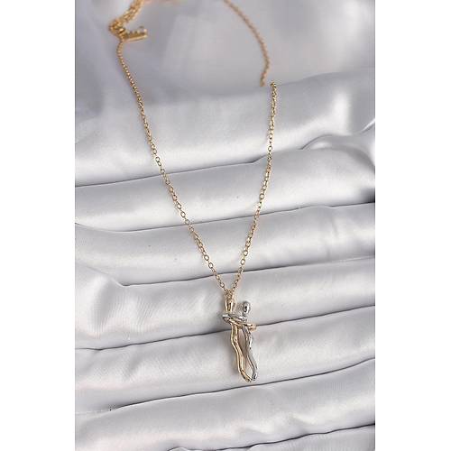 316L �elik Gold Renk Zincir Renkli Sar�lma Model Kad�n Kolye