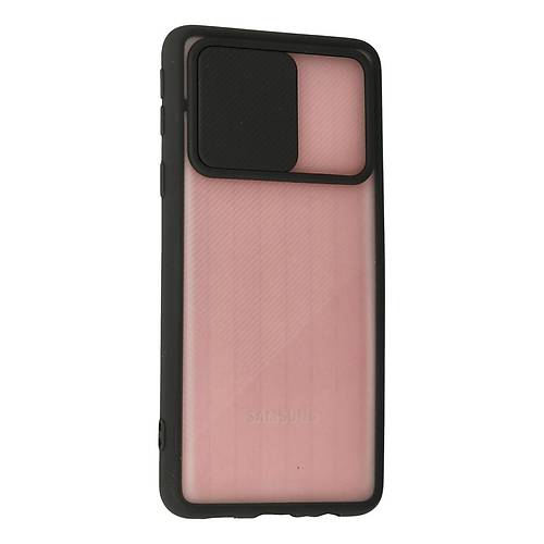 Galaxy A01 Core K�l�f Palm Buzlu Kamera S�rg�l� Silikon - Siyah