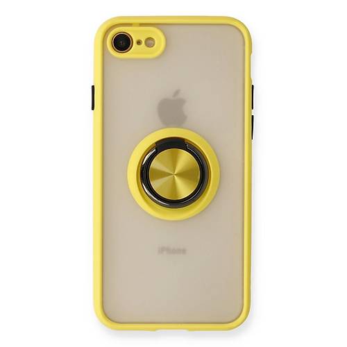 iPhone 7 K�l�f Montreal Y�z�kl� Silikon Kapak - Sar�