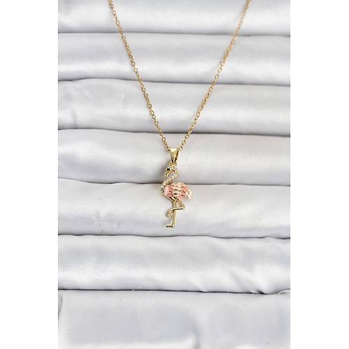 316L �elik Zincir Gold Renk Flamingo Model Kad�n Kolye