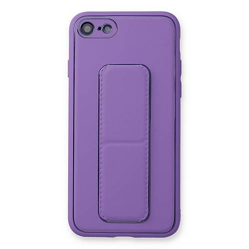 iPhone 7 K�l�f Coco Deri Standl� Kapak - Koyu Lila