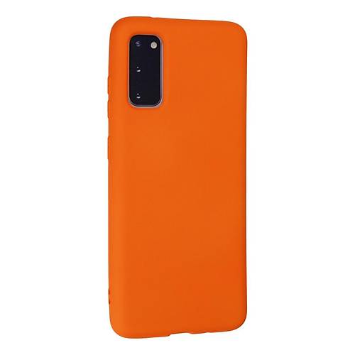 Galaxy S20 K�l�f Nano i�i Kadife Silikon - Turuncu