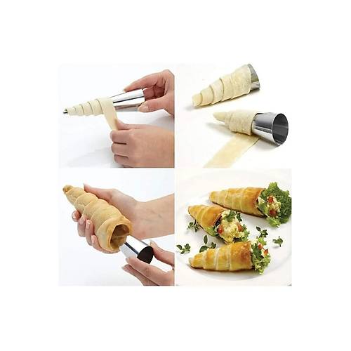 6�l� Paslanmaz �elik Korne Huni Kal�b� Kruvasan Tatl� Pasta �ekillendirici
