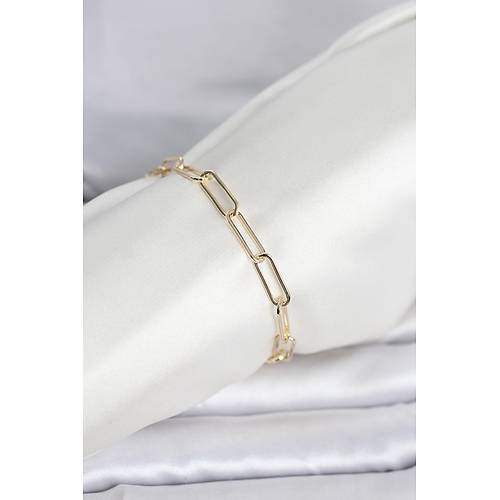 CM 14K Gold Renk Kal�n Ata� Zincir Model Kad�n Bileklik