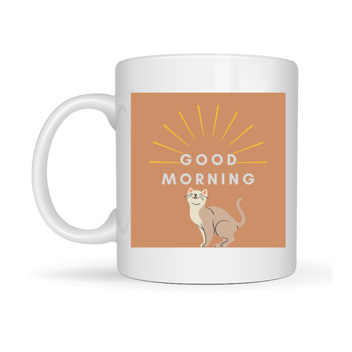 Good Morning Kedi Desenli Porselen Kupa MODEL 72 � Sevimli Kedi Fig�rl�, Kahve & �ay Kupas�, Hediyelik Porselen Bardak