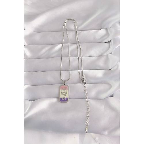 316L �elik G�m�� Renk Kar���k Mineli Ay Fig�r Tarot Kolye