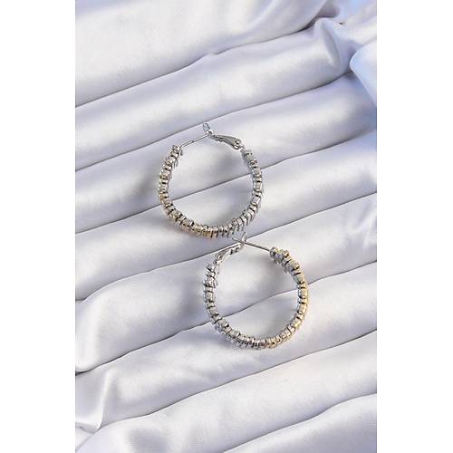 Pirin� Gold G�m�� Renkli T�rt�kl� Halka K�pe