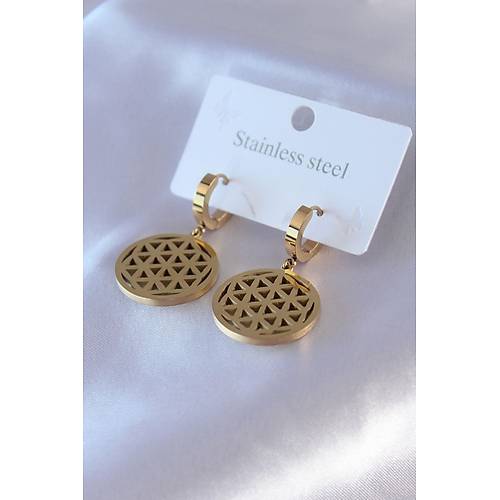 316L �elik Gold Renk Lotus Model Kad�n K�pe