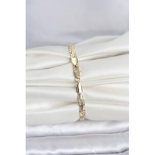 CM 14K Gold Renk Ezme Sarmal Zincir Model Kad�n Bileklik